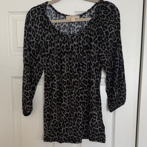 Michael Kors Black and Gray Patterned Blouse